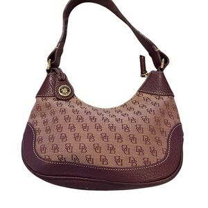 Dooney & Bourke Plum and Tan Hobo Shoulder Bag